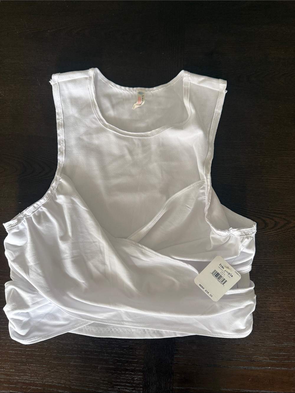 Free People Movement White Ribbed Seamless Crop Tank Top NWT Size L
